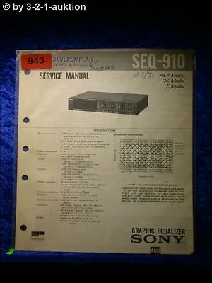 Kaufen Sony Service Manual SEQ 910 Graphic Equalizer  (#0943) • 14.95€