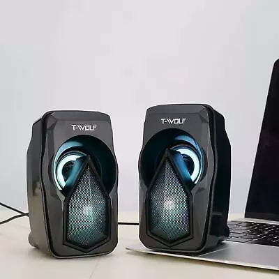 Kaufen Mini USB Kabelgebundene Computer Lautsprecher Mit LED RGB Licht Bass Stereo Plug & Play • 24.78€