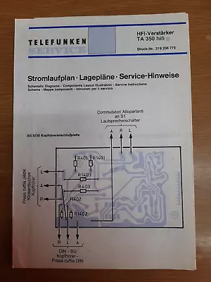 Kaufen TELEFUNKEN SERVICE MANUAL Originale TA 350 AMPLIFICATORE Vintage Schemari Parts • 11.50€
