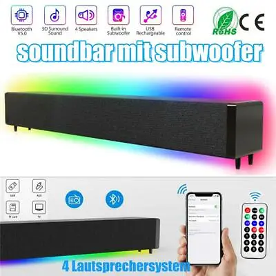 Kaufen RGB TV Soundbar Bluetooth 5.0 Lautsprecher Subwoofer Mit Soundbar HIFI AUX/USB • 24.99€