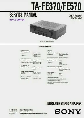 Kaufen Sony TA-FE570/TA-FE370 - Integrierter Stereo-Verstärker - SERVICEHANDBUCH • 6.75€