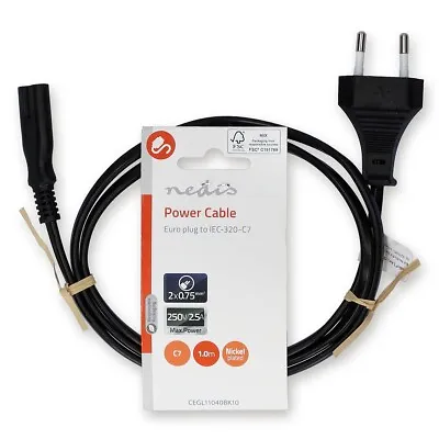 Kaufen 1m Euro Stromkabel Strom Kabel 2-polig 8er Stecker IEC-320-C7 TV Radio Fernseher • 8.90€