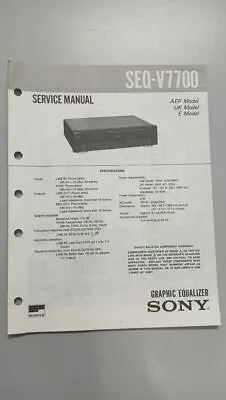 Kaufen Service Manual Sony Graphic Equalizer SEQ-V7700 • 14€