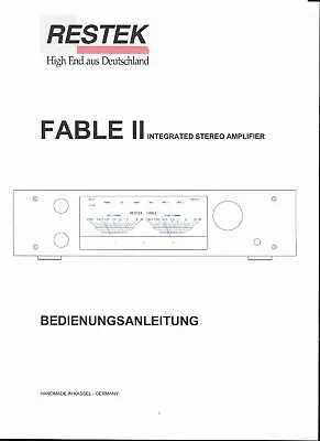 Kaufen Restek Bedienungsanleitung Für Fable II Deutsch Copy • 12.50€