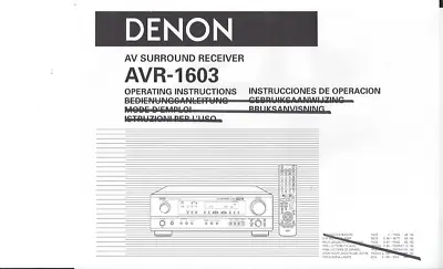 Kaufen Denon User Manual Bedienungsanleitung Für AVR- 1603 Englisch-spanisch Copy • 12.80€