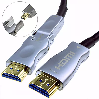 Kaufen 4K Abnehmbare Stecker HDMI 2.0 Aktiv Optisches Kabel Aoc Wand Montage 10m-100m • 164.05€