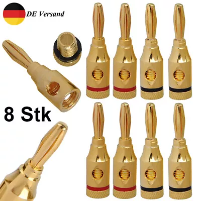 Kaufen 8 X Bananenstecker 24K Vergoldet High End Schraubbar 4mm Lautsprecher Stecker DE • 4.97€