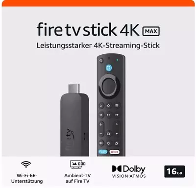 Kaufen Amazon Fire TV Stick 4K Max Gen. 2 WiFi 6E Streaming Ambient-TV Ultra HD 16GB • 59.99€