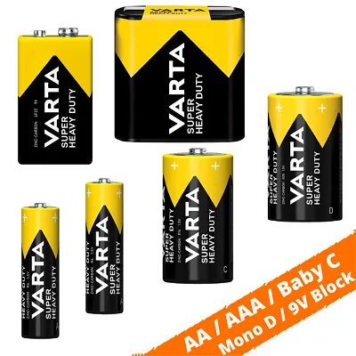 Kaufen Varta AA R6 AAA R03 Baby C R14 Mono R20 9V Block Super Heavy Duty Batterien • 157.99€