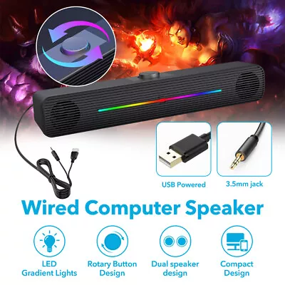 Kaufen Lautsprecher Kabelgebundene Stereo-Bass-USB RGB Musikbox Für PC Computer Tablet • 15.48€