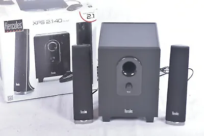 Kaufen Hercules XPS 2.1 Lautsprecher Slim Boxen Sound Anlage Schwarz PC Büro 2.140 • 29.95€