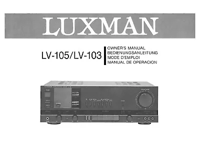 Kaufen Bedienungsanleitung-Operating Instructions Für Luxman LV-103,LV-105  • 10€