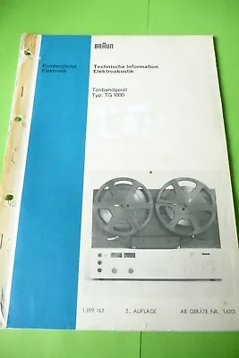 Kaufen Service Manual-Anleitung Für Braun  TG 1000 ,ORIGINAL ! • 37€