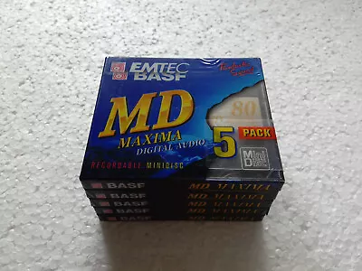 Kaufen 5er-Pack EMTEC/BASF MD MiniDisc Maxima 80 NEU Und OVP • 49.99€