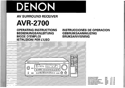 Kaufen Bedienungsanleitung-Operating Instructions Für Denon AVR-2700  • 11.50€