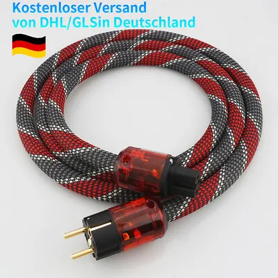 Kaufen High End Netzkabel EU AC Audiophile Stromkabel Vergoldet Schuko Power Kabel Hifi • 30€
