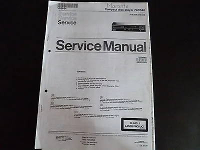 Kaufen  Service Manual MARANTZ  Compact Disc Player 74CD40 • 14.50€