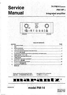 Kaufen Service Manual-Anleitung Für Marantz PM-14 • 11€