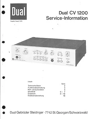 Kaufen Dual Service Manual Für CV 1200  Copy • 10.20€