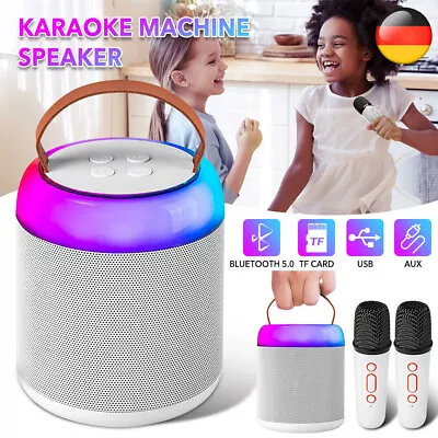 Kaufen Tragbare LED Karaoke Maschine Bluetooth Lautsprecher Mit 2 Kabellos Mikrofonen • 26.99€