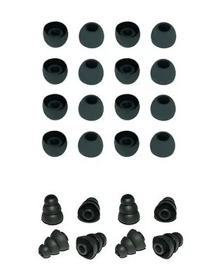 Kaufen 16x Hochwertige Ohrpolster + 8x Pyramide Für In-Ear-Ohrhörer Schwarz Größe S • 8.21€