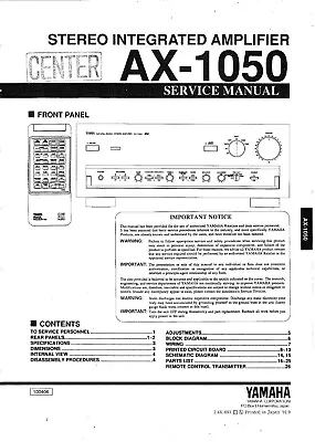 Kaufen Service Manual-Anleitung Für Yamaha AX-1050  • 12.50€