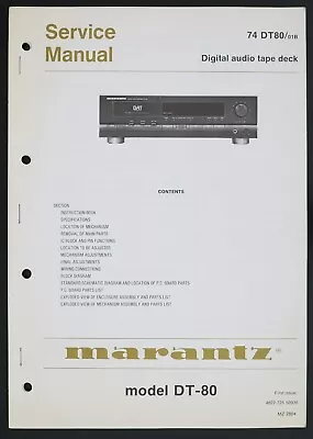 Kaufen Original Marantz DT-80 DAT-Deck Service-Manual/Diagram/Parts List Etc. O126 • 29.50€