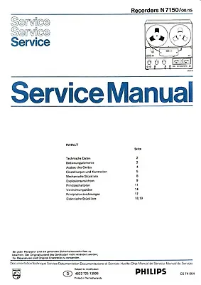 Kaufen Service Manual-Anleitung Für Philips N 7150  • 10€