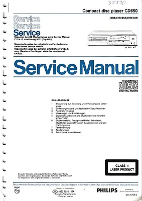 Kaufen Service Manual-Anleitung Für Philips CD 650  • 10€