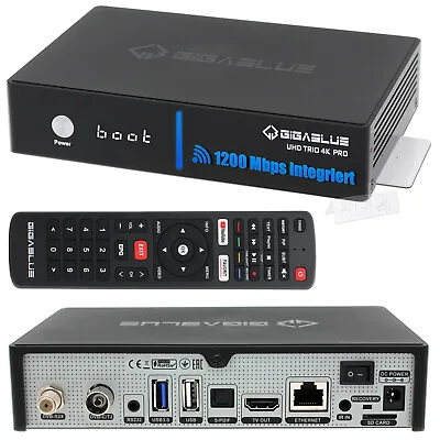 Kaufen GigaBlue UHD Trio 4K PRO Linux Sat- & Kabel-Receiver 1200 Mbit Wlan Wi-Fi • 129€