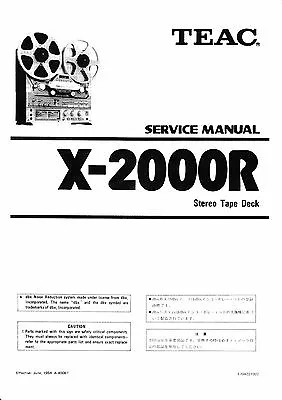 Kaufen Service Manual-Anleitung Für Teac  X-2000R  • 13€