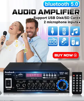 Kaufen 2000W Digital Verstärker Audio HiFi Stereo Vollverstärker Amplifier Bluetooth FM • 36.99€