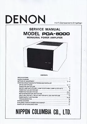 Kaufen Service Manual-Anleitung Für Denon POA-8000  • 13€
