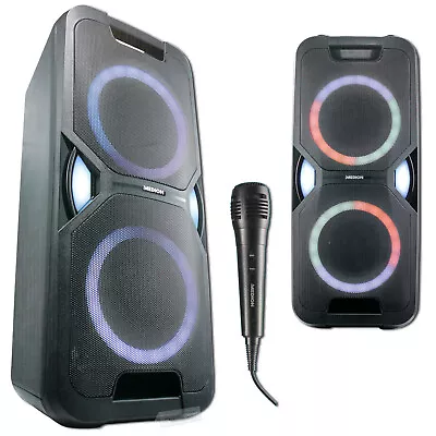 Kaufen Medion Bluetooth Party Soundsystem Karaoke Partybox Lautsprecher Akku MD44468 • 149€