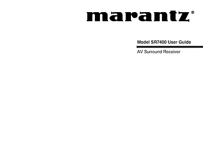Kaufen Bedienungsanleitung-Operating Instructions Für Marantz SR-7400  • 12€