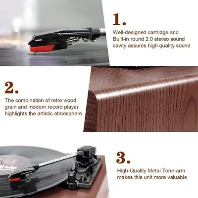 Kaufen Plattenspieler, FYDEE Vinyl Plattenspieler Bluetooth Schallplattenspieler Vintag • 74.80€