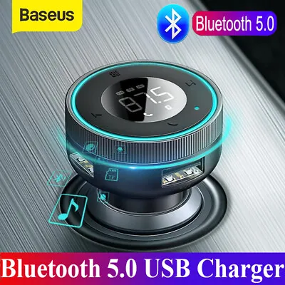 Kaufen Baseus FM Transmitter Bluetooth 5.0 TF AUX Auto MP3 Player USB Ladegerät KFZ DE • 19.99€
