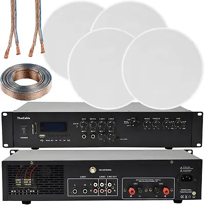 Kaufen 400W Bluetooth Soundsystem - 4x 8 Zoll Schmale Decken Lautsprecher Kanal HiFi Verstärker • 561.61€