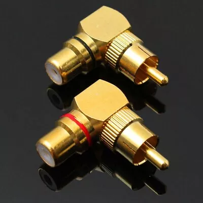 Kaufen 2X Cinch Winkel Adapter Rechtwinklig Verbinder Stecker Auf Buchse Audio Adapter • 6.34€