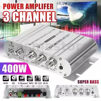 Kaufen 400W Hifi Verstärker Stereo 2.1 Kanal Endstufe Auto Amplifier MP3 DVD  • 25€