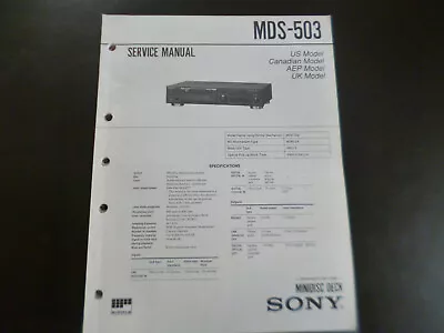 Kaufen Original Service Manual Schaltplan Sony  Sony MDS-503 • 12.50€