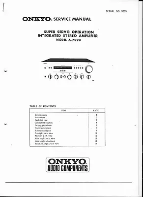 Kaufen Onkyo  Service Manual Für A-7090 • 11.50€