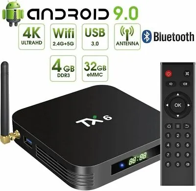 Kaufen TX6 Quad 4 Core Android 9.0 TV Box 4GB 32GB WIFI HD Media Player UK • 40.34€