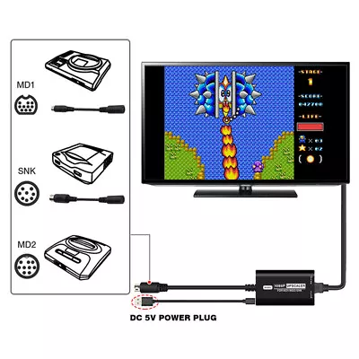 Kaufen RGBS Upscaler Für SEGA MD1/MD2/SNK Spielkonsole 1080P HDMI-Konverter Adapter • 36.22€