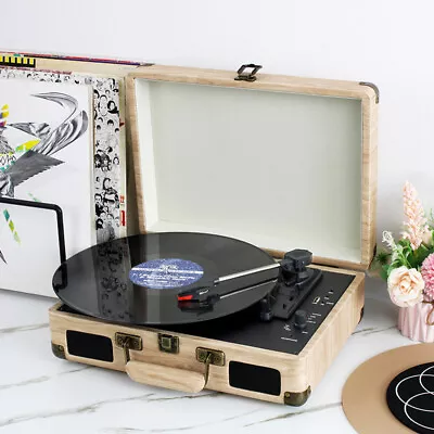 Kaufen Retro Koffer Plattenspieler Lautsprecher Bluetooth Schallplatten Spieler Vinyl • 55.62€