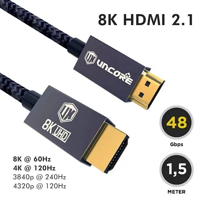 Kaufen 1,5m 8K 2.1 HDMI Kabel UHD 8K-120Hz, 4K-60Hz, 3D, 48Gbit/s, EARC PS5 TV Receiver • 7.99€