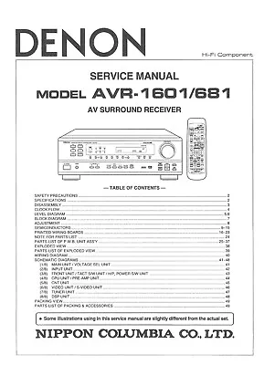 Kaufen Service Manual-Anleitung Für Denon AVR-1601, AVR-681  • 13.50€