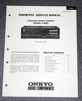 Kaufen Onkyo A-8620 - Original Service Manual / Reparaturanleitung • 7.95€