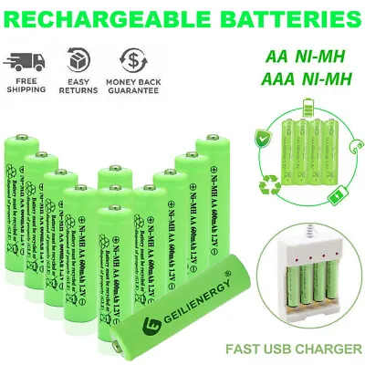 Kaufen AA AAA Wiederaufladbare Solarlicht Batterien 600mAh 400mAh 300mAh NiMH 1,2 V UK • 3.20€
