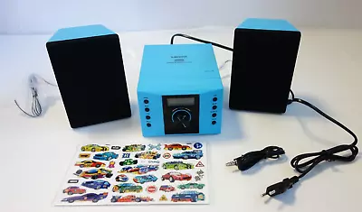 Kaufen LENCO Kinder Mini Stereoanlage Blau Micro Set CD FM Radio AUX-IN Sticker-Set • 49€